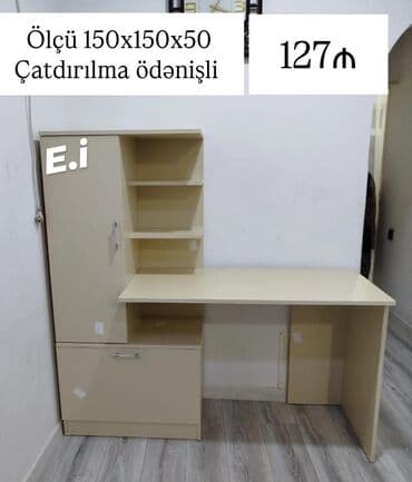 qız ucun yazı masası: Kompüter masası, Yeni, Açılmayan, Laminat, Dördbucaq masa — 1