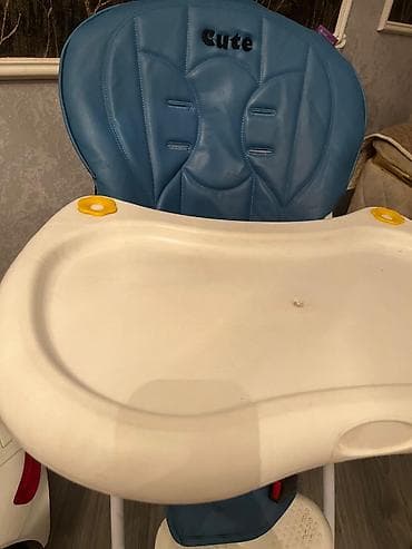 стул для кормления: Uşaq yemək stulu – DELIJAN “Cute” modeli. - Rəng: mavi oturacaq, ağ — 1