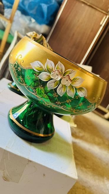 Tel:099-597-75-75 Bohemia kristal Şüşə dekorativ meyvə qabı -