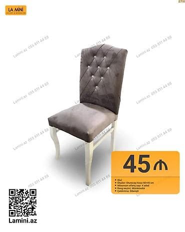 Stul - Model: Yumşaq oturacaqlı, düyməli kapitone arxalıq - Material
