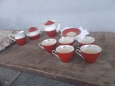 stolüstü ofis dəsti: Çay dəsti, rəng - Qırmızı, Farfor — 1