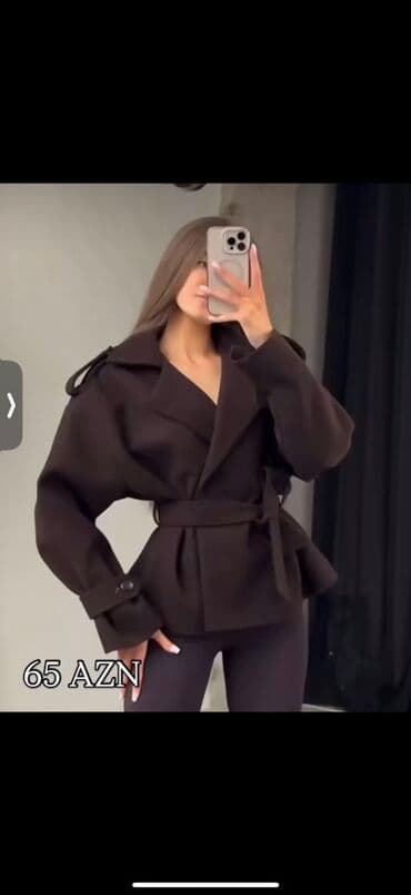 toxunma papaq modelleri: Yeniii teze alinib Qadınlar üçün şık qısa palto – tünd qəhvəyi — 1