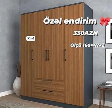 paltar işkafı: Üç qapılı paltar dolabı - Material: taxta teksturalı MDFS/laminat — 1