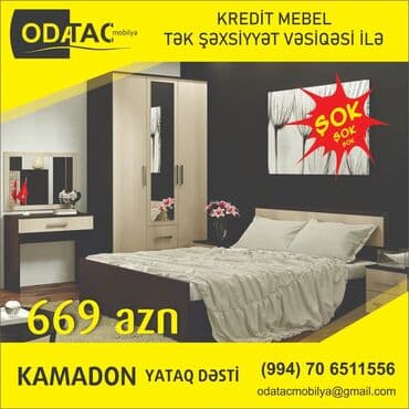 venera yataq desti: İkinəfərlik çarpayı, Komod, 2 tumba, Dolab, Türkiyə, Yeni — 3