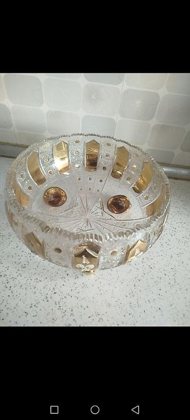 icki qabı: Kristal dekorativ meyvə qabı / meyve vazi - Material: qalın kəsimli — 2