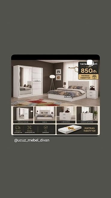 kunc dolablar: Yataq + Qonaq + Künc Divan Dəsti – birlikdə Paketin tərkibi: - Yataq — 5