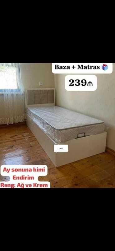 divan çarpayı: Yeni, Təknəfərlik çarpayı, Bazasız, Matras ilə, Siyirməsiz, Azərbaycan — 3