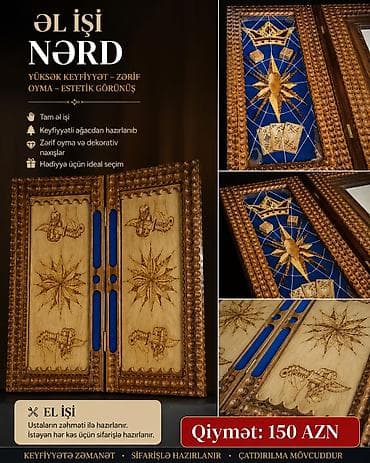 nerd taxtasi: Əl işi nərd dəsti - Tam əl işi, ustaların zəhməti ilə hazırlanıb - — 1