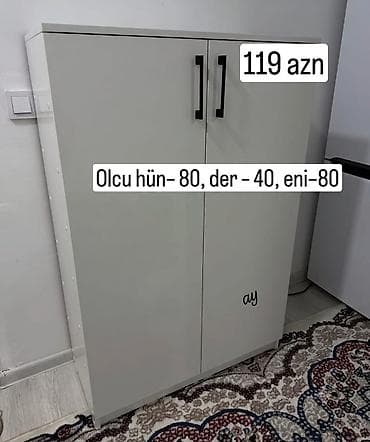 dolap ofis: İki qapılı dolab - Rəng: Açıq boz - Dizayn: Minimalist, düz fasadlar — 1