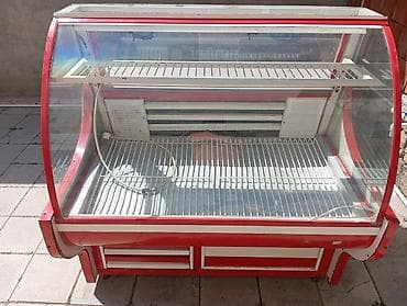 vitrini: Mağaza vitrini – soyuducu vitrin (şüşəli, qırmızı-ağ dizayn) - Ön və — 1