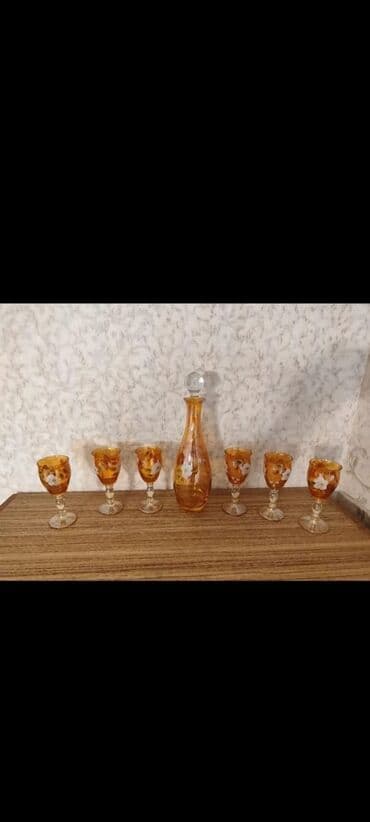 baıkal çay: Çay dəsti, rəng - Narıncı, Şüşə, 6 nəfərlik, Çexiya — 1