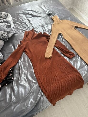 toxunma yun donlar: İsti trikotaj qadın paltarları – 2 ədəd - Model: uzun, bədənə oturan — 1