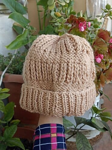 ƏL İŞİ TOXUMA Qalın toxuma sapdan hazırlanmış papaq Soyuq hava üçün