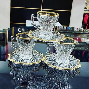Çay dəsti, rəng - Çəhrayı, Xrustal — 1