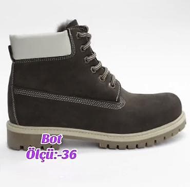 bot batinka: Qadın/Unisex qış botu – ölçü: 36 - Rəng: tünd qəhvəyi, açıq krem — 1