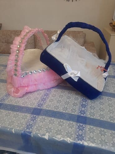 atatürk çiçeyi: Bəzəkli mərasim səbətləri dəsti - 2 ədəd: ürək formalı çəhrayı səbət — 3