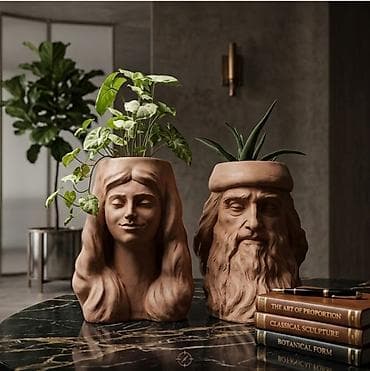 Bədii heykəl formalı bitki qabları – interyer üçün dekorativ poliester