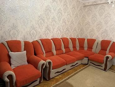 Künc divan dəsti – böyük ölçülü, L formalı - Rəng: narıncı-bej — 2