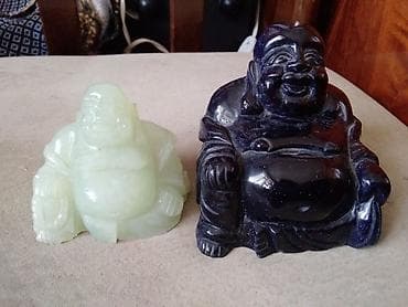 Фигурки из натурального камня. Синий авантюрин и нефрит. Высота 8