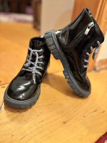 детские зимние лосины: Uşaq üçün laklı botlar 33 razmer - Rəng: parlaq qara üst, boz qalın — 1