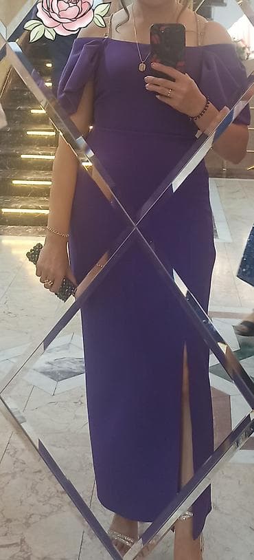 lil solid 2.0: Zərif bənövşəyi rəngdə ziyafət/libas. - Model: çiyinləri açıq, düz — 1