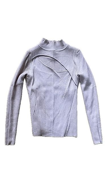 Qadın trikotaj bluz - Rəng: açıq bej - Model: uzunqol, boğazlı