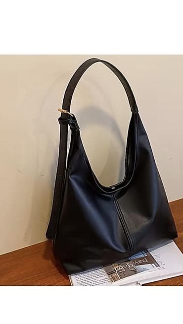 sumkalar 2021: Minimalist dizaynlı qadın çantası – qara rəng - Model: hobo/shoulder — 1