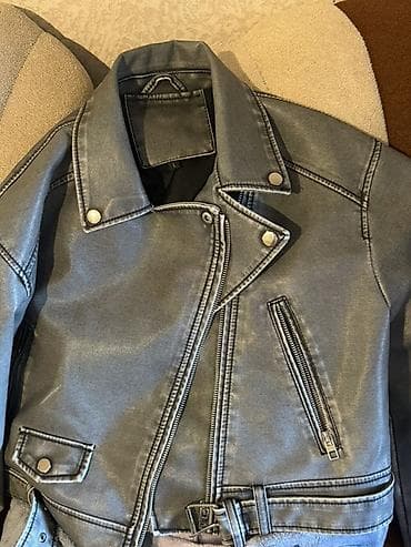Qadınlar üçün boz rəngli biker üslubunda qısa gödəkçə - Material