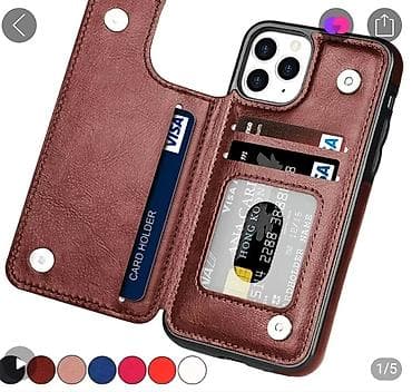 dinamik temiri: Maqnitsli kart cibləri olan cüzdan-tipli telefon qabı - Model: iPhone — 1