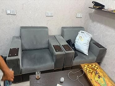 divan desti: Qonaq otağı üçün rahat dəst – 1 divan + 2 kreslo - Rəng: tünd boz — 2