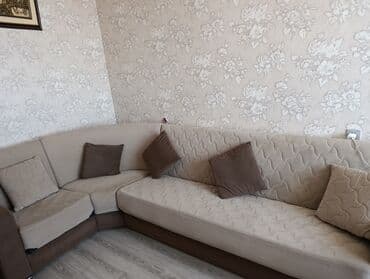 metbex kunc divanlari: Künc divan dəsti - Rəng: açıq bej + qəhvəyi detallar - Forma — 3