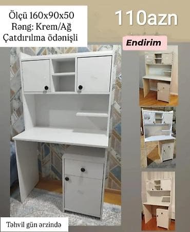 kitab refi: Düz masa, Polkalı, Siyirməli, Sadə laminat, Zəmanətsiz, Kredit yoxdur — 1