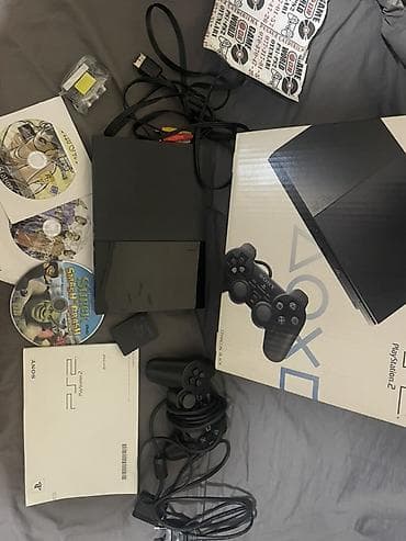 sony batareya: Sony PlayStation 2 Slim – Charcoal Black (PS2) Komplekt: - PS2 Slim — 4