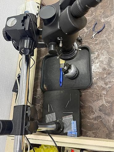 masaustu saatlar: Stereoskopik trinokulyar mikroskop – zoom mexanizmi və stolüstü — 4