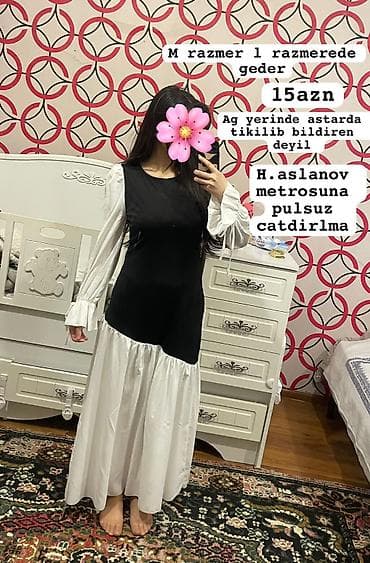 birja com masaj: Qara-ağ uzun don - Model: Qara üst hissə, ağ ətək və ağ fırfırlı uzun — 1