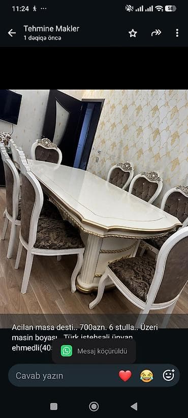 bag stullari: Acilan masa desti. 700azn. 6 stulla. Üzeri masin boyası. Türk — 1