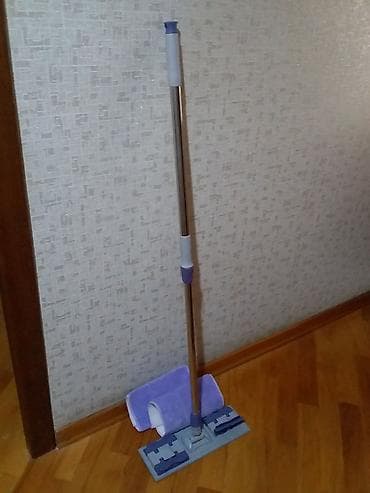 buxarli mop: Mikrofiber döşəmə silgisi və fırça dəsti - Teleskopik, paslanmayan — 1