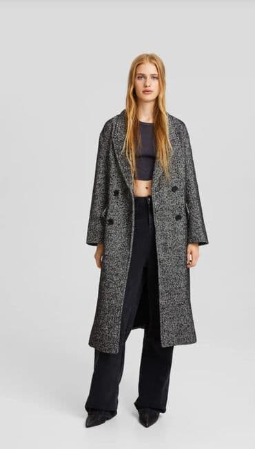 санки с рулем: Пальто, Bershka, XS, S, цвет - Серый — 3