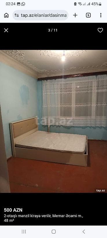 aaaf parkda kiraye evler: 2-otaqlı mənzil kirayə verilir – Memar Əcəmi metrosu, 48 m² - Ümumi — 10