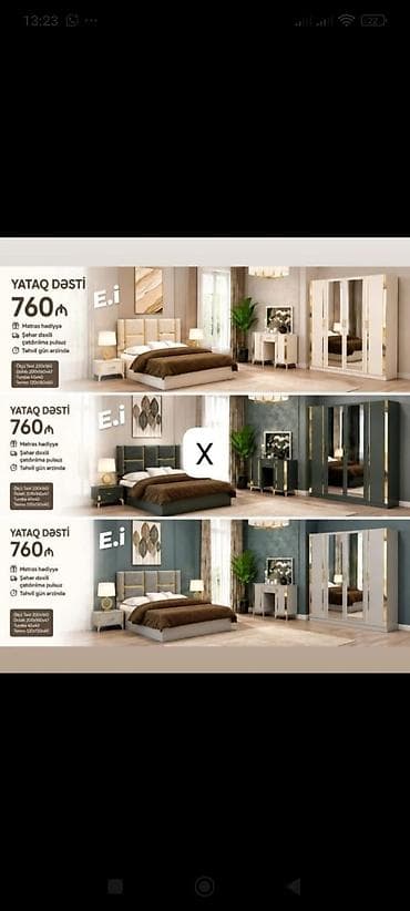 mebel termo: Yataq Dəsti – E.i - Komplekt: 6 qapılı güzgülü dolab, çarpayı, tumba — 1