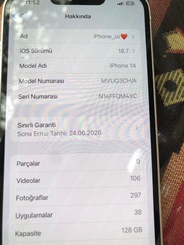 IPhone 14, 128 GB, Ağ, Zəmanət