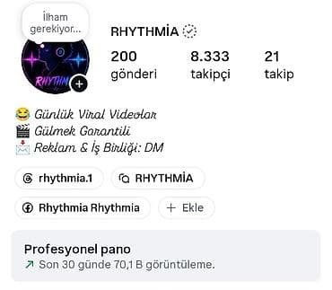 Маркетинг, реклама, PR: RHYTHMİA Instagram hesabı satılır - Niş: gündəlik viral videolar — 2