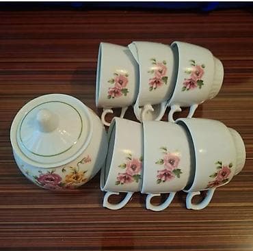 Çay dəsti, rəng - Ağ, Farfor, 6 nəfərlik