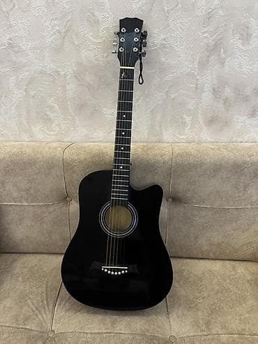 fender gitara simleri: Akkustik gitara – kəsik bədənli (cutaway) dreadnought korpus, qara — 1