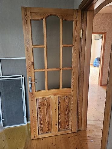sam: Taxta şüşəli otaq qapıları - Material: təbii ağac (şam teksturası) — 2