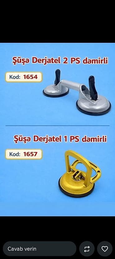 Şüşə Derjatel – vakuumlu tutacaqlar Kod: 1654 – 2 PS dəmirli model -