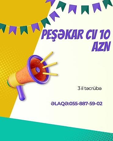 distant iş: Xidmət: Peşəkar CV hazırlanması - Qiymət: 10 AZN - Təcrübə: 3 il — 1