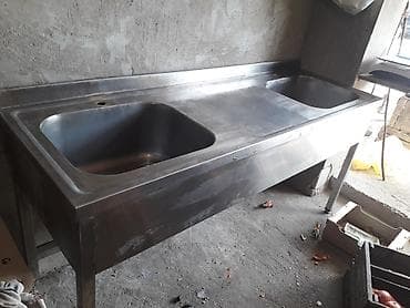 Nerjaveykalar: Paslanmayan poladdan iki gözlü sənaye tipli lavabo-masa - Material — 2