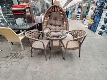 tap az masa ve oturacaqlar: Balkon üçün, Yeni, Açılmayan, Dördbucaq masa, 2 stul — 1