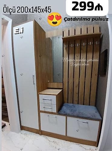 Yeni, 1 qapı, Güzgülü, Digər rəng, Digər material, Açılan, Düz dolab